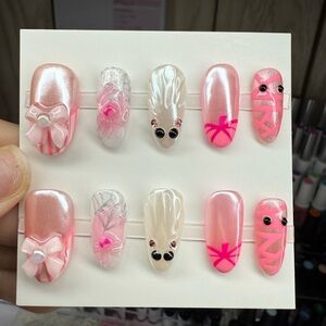 Pink and White Nail Art Set